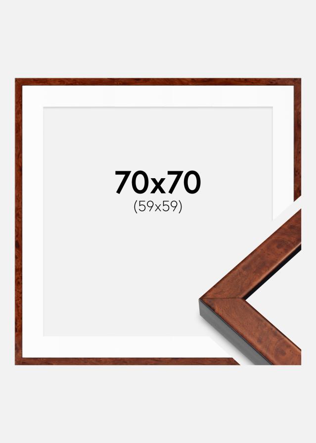Cadre Hermes Noyer 70x70 cm - Passe-partout Blanc 60x60 cm