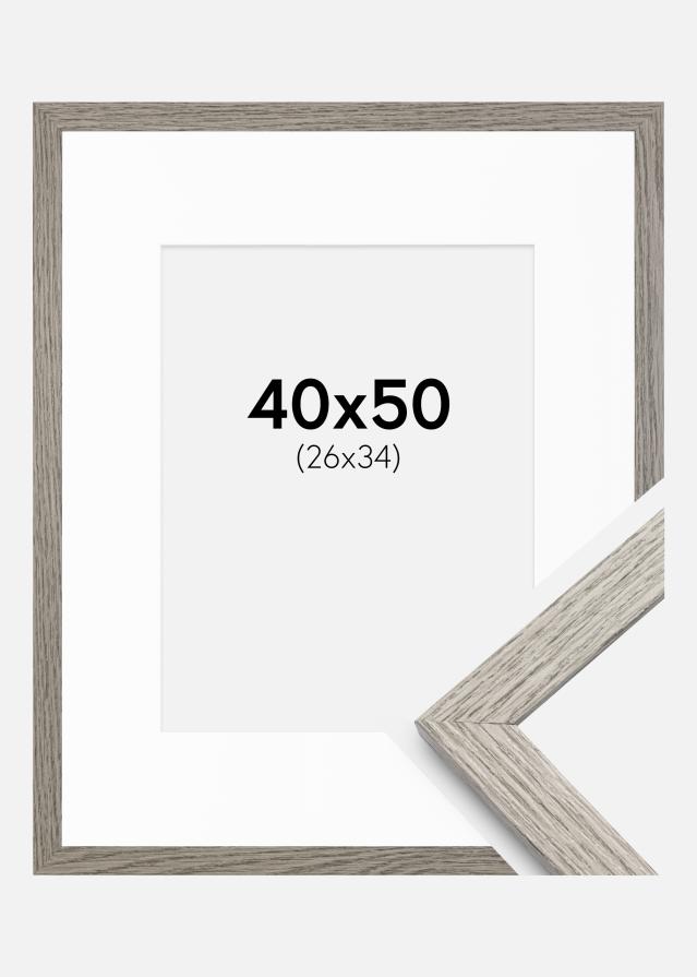Cadre Stilren Chêne Gris 40x50 cm - Passe-partout Blanc 27x35 cm