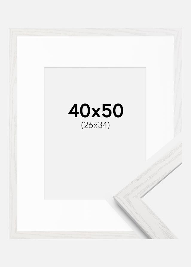 Cadre Stilren Chêne Blanc 40x50 cm - Passe-partout Blanc 27x35 cm
