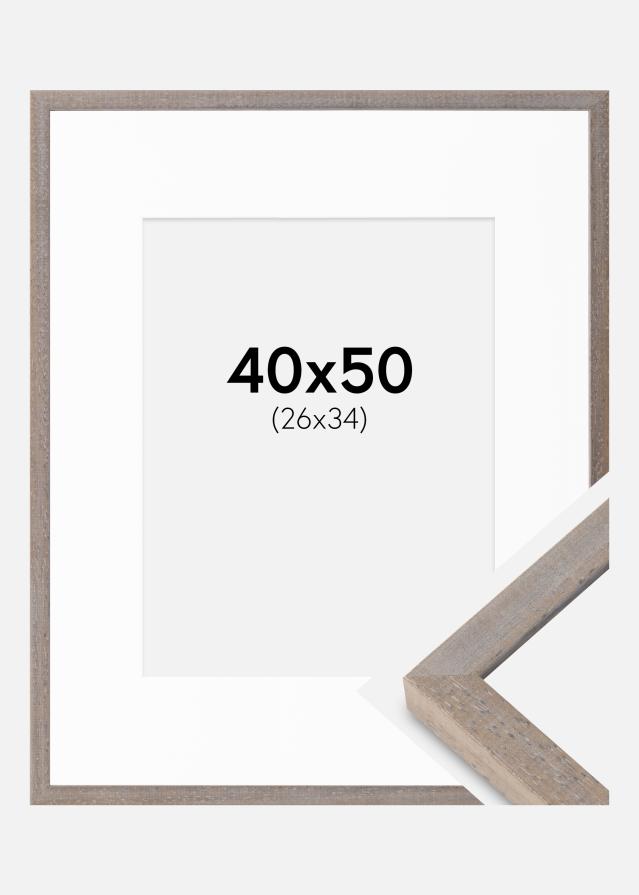 Cadre Ares Gris 40x50 cm - Passe-partout Blanc 27x35 cm