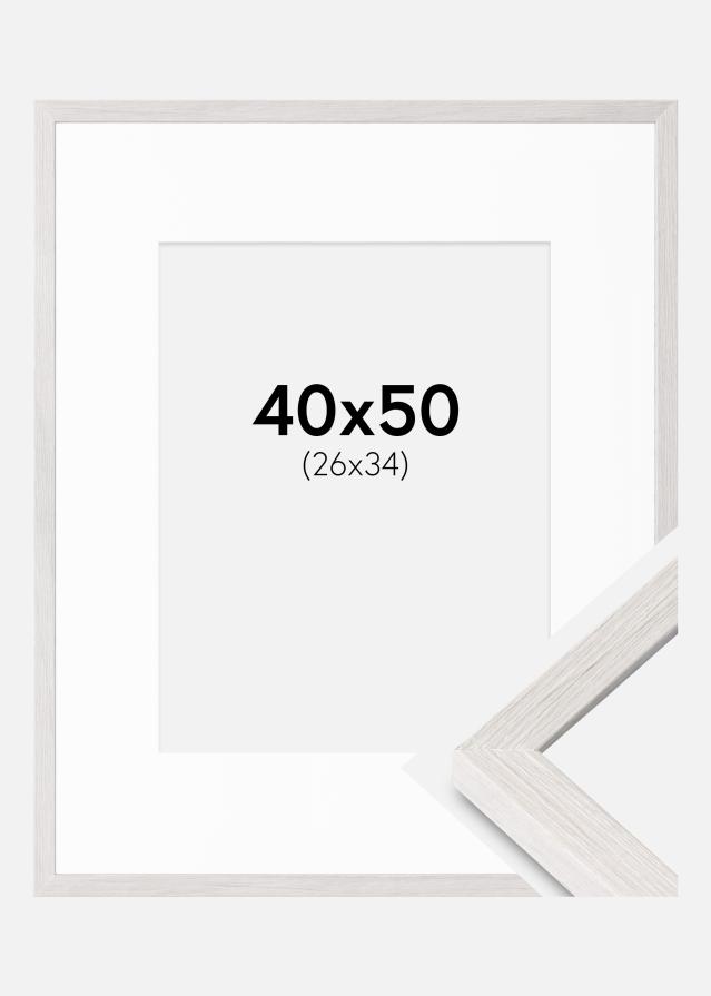 Cadre Ares Chêne Blanc 40x50 cm - Passe-partout Blanc 27x35 cm