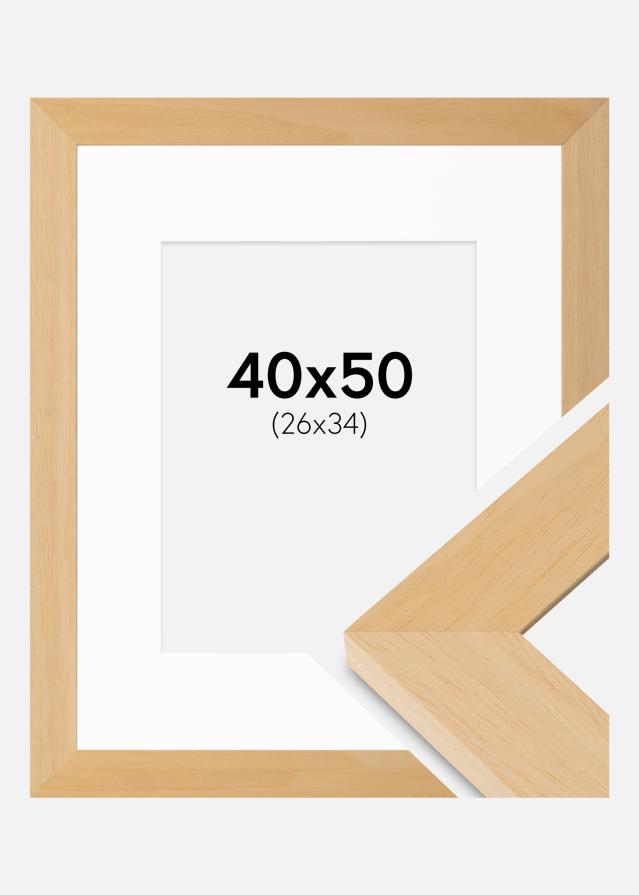 Cadre Juno Bois 40x50 cm - Passe-partout Blanc 27x35 cm