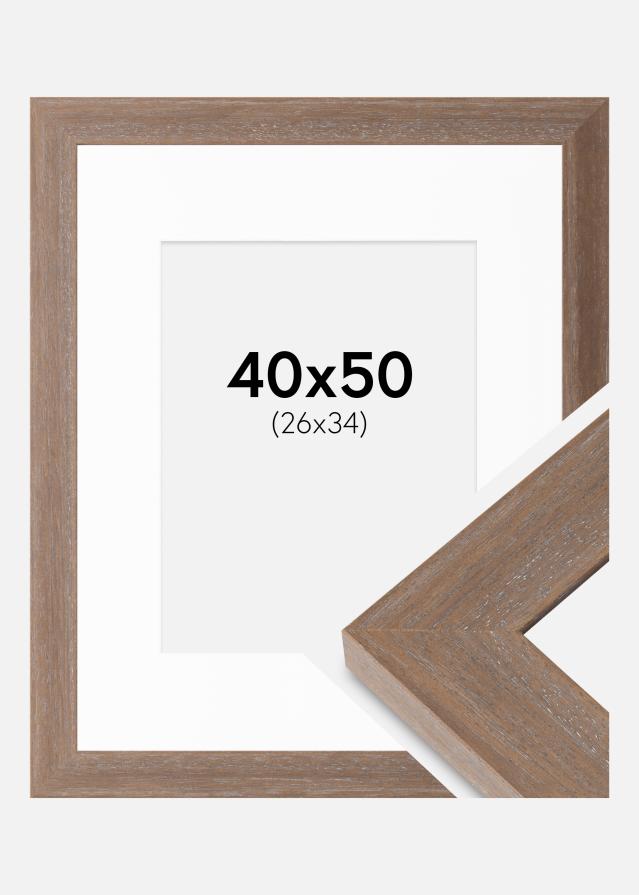 Cadre Juno Gris 40x50 cm - Passe-partout Blanc 27x35 cm