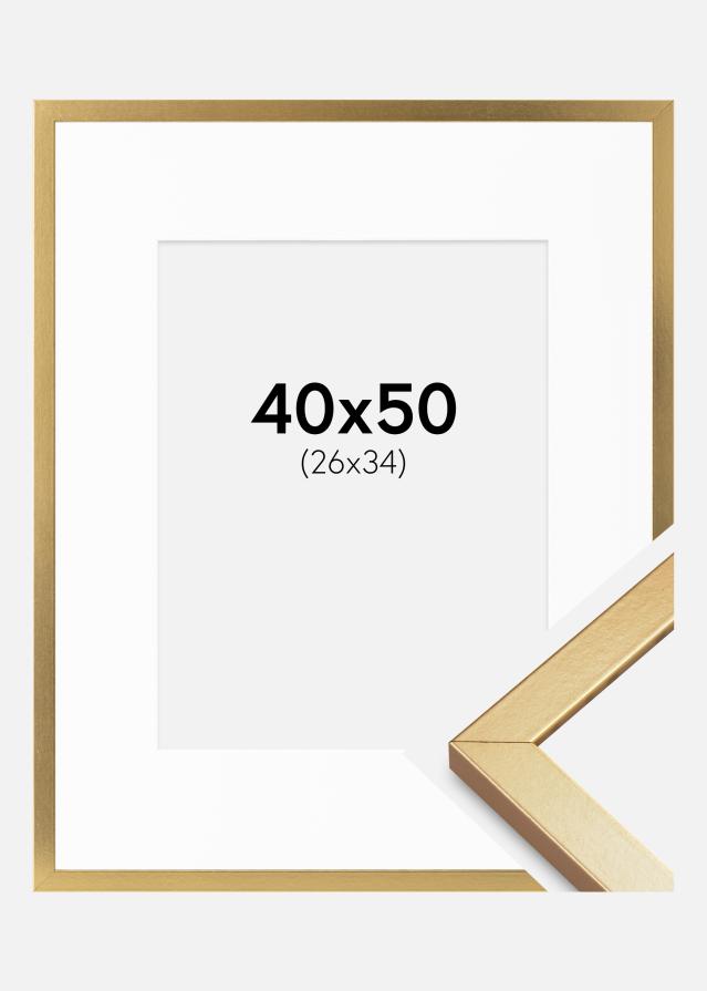 Cadre Minerva Or 40x50 cm - Passe-partout Blanc 27x35 cm
