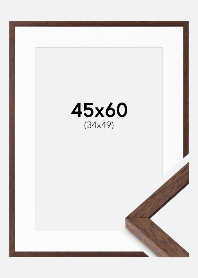 Cadre Ares Teak 45x60 cm - Passe-partout Blanc 35x50 cm