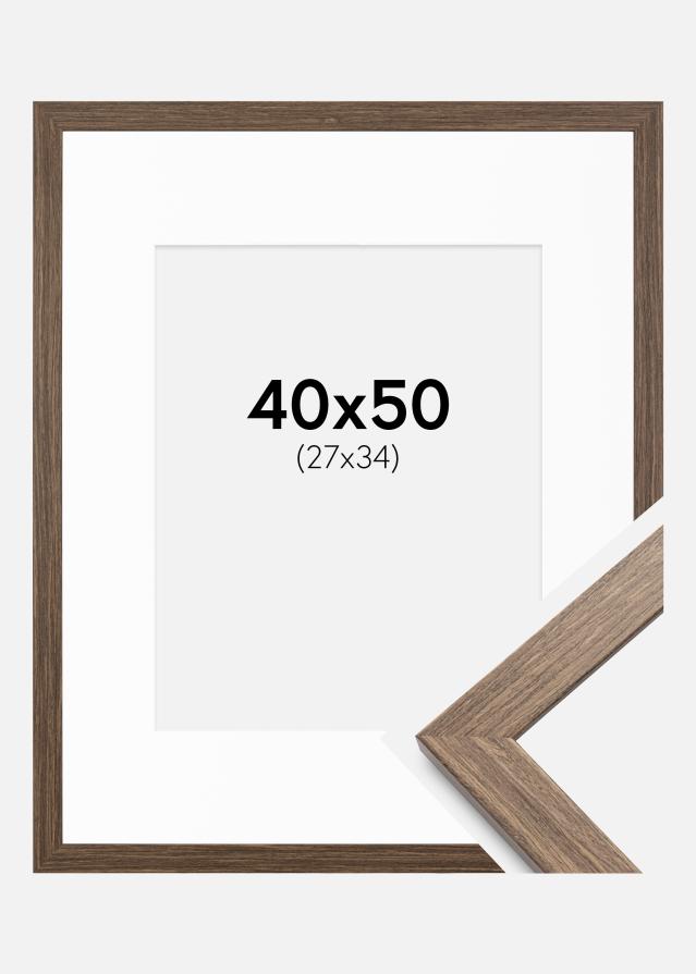 Cadre Stilren Froid Marron 40x50 cm - Passe-partout Blanc 28x35 cm