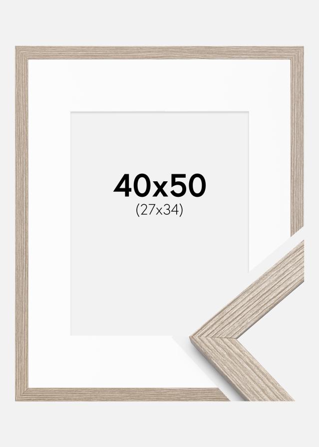 Cadre Stilren Chêne Greige Stilren 40x50 cm - Passe-partout Blanc 28x35 cm