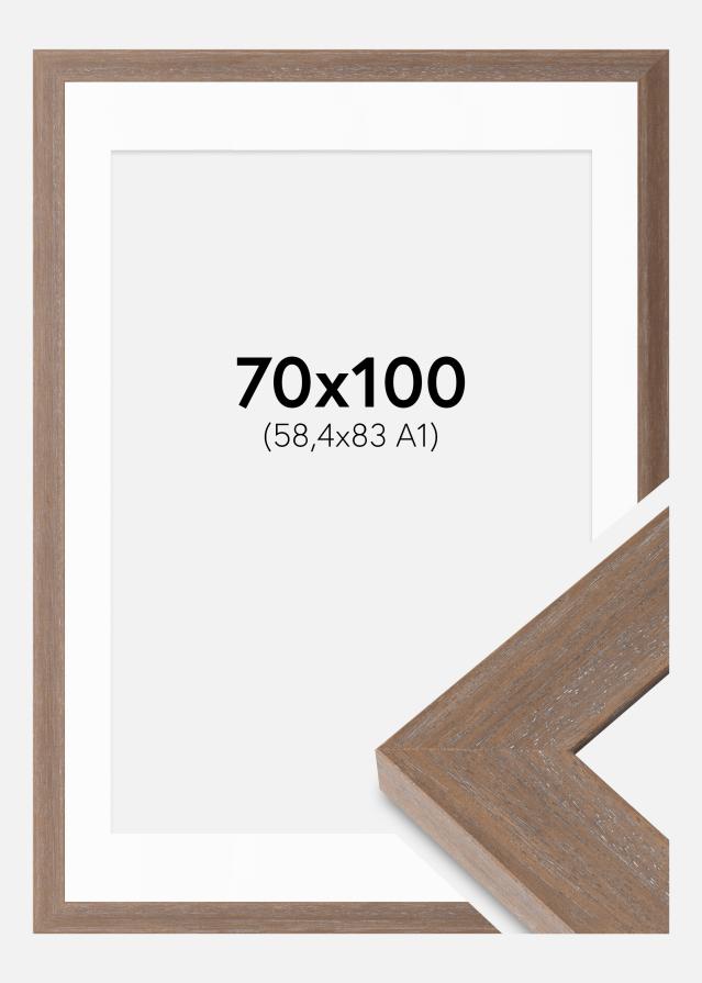 Cadre Juno Gris 70x100 cm - Passe-partout Blanc 59,4x84 cm