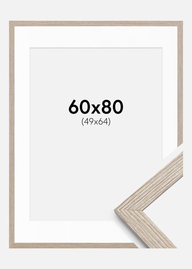 Cadre Stilren Chêne Greige 60x80 cm - Passe-partout Blanc 50x65 cm