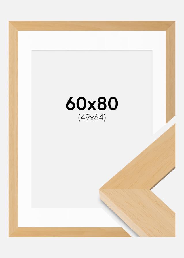 Cadre Juno Bois 60x80 cm - Passe-partout Blanc 50x65 cm