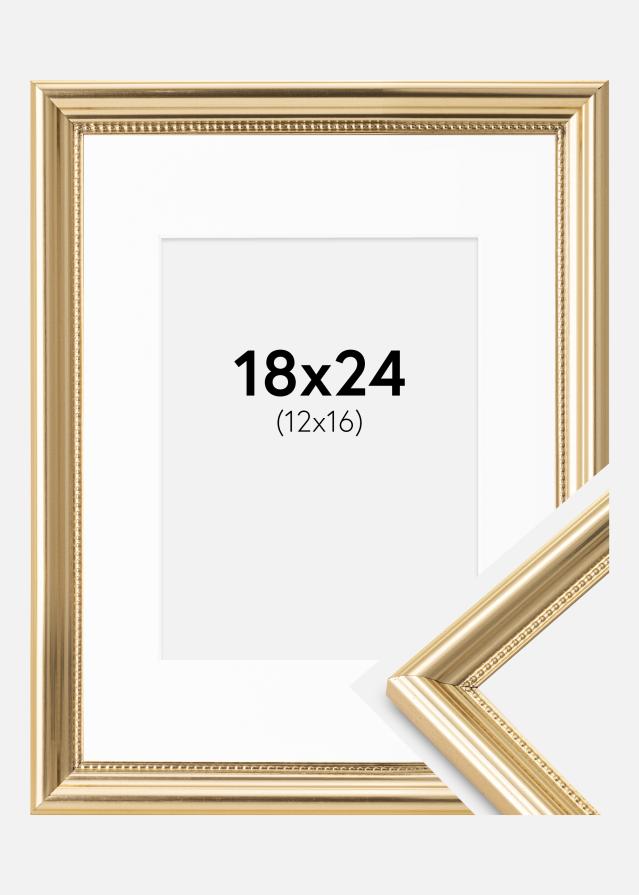 Cadre Gala Or 18x24 cm - Passe-partout Blanc 13x17 cm