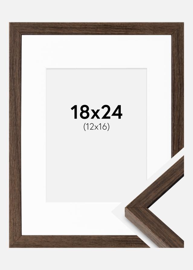 Cadre Ares Noyer 18x24 cm - Passe-partout Blanc 13x17 cm
