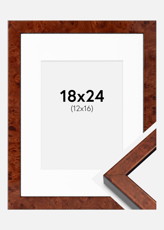 Cadre Hermes Noyer 18x24 cm - Passe-partout Blanc 13x17 cm