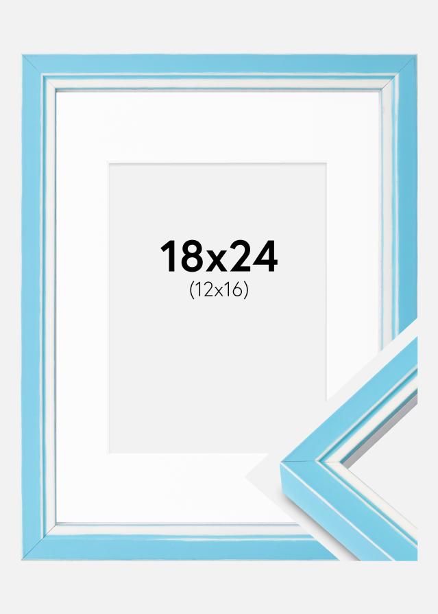 Cadre Diana Bleu clair 18x24 cm - Passe-partout Blanc 13x17 cm