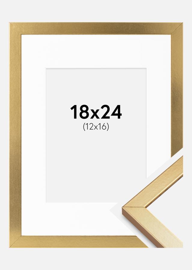 Cadre Minerva Or 18x24 cm - Passe-partout Blanc 13x17 cm