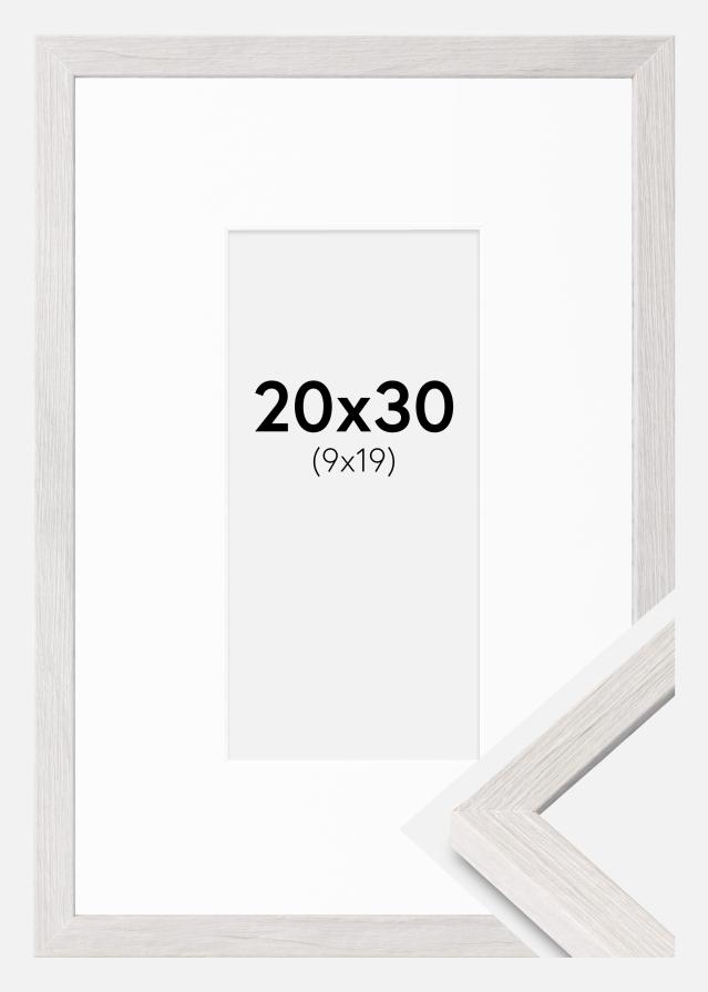 Cadre Ares Chêne Blanc 20x30 cm - Passe-partout Blanc 10x20 cm
