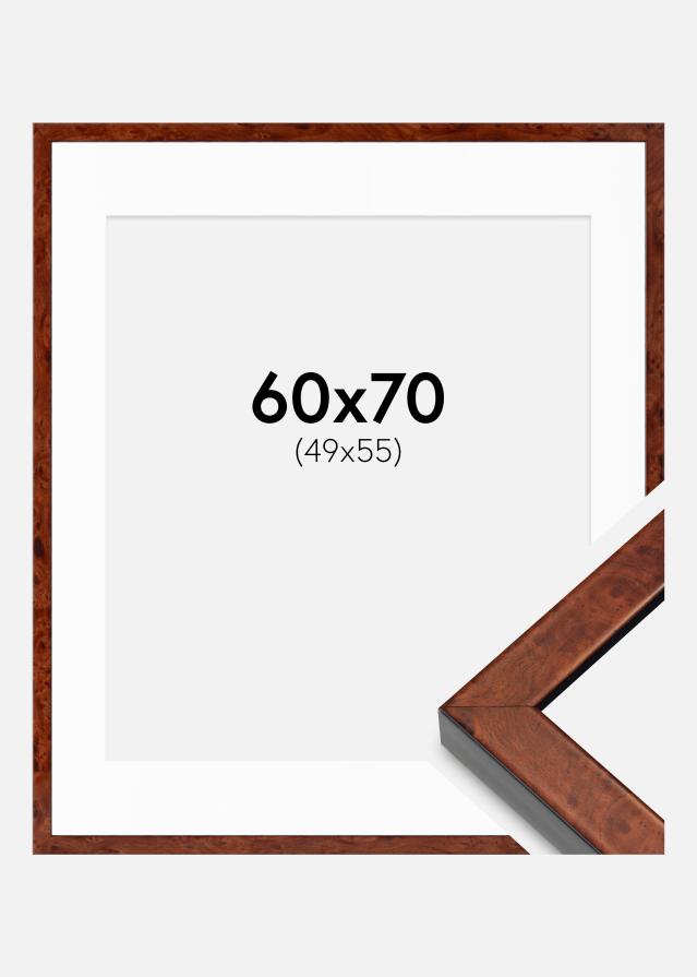 Cadre Hermes Noyer 60x70 cm - Passe-partout Blanc 50x56 cm