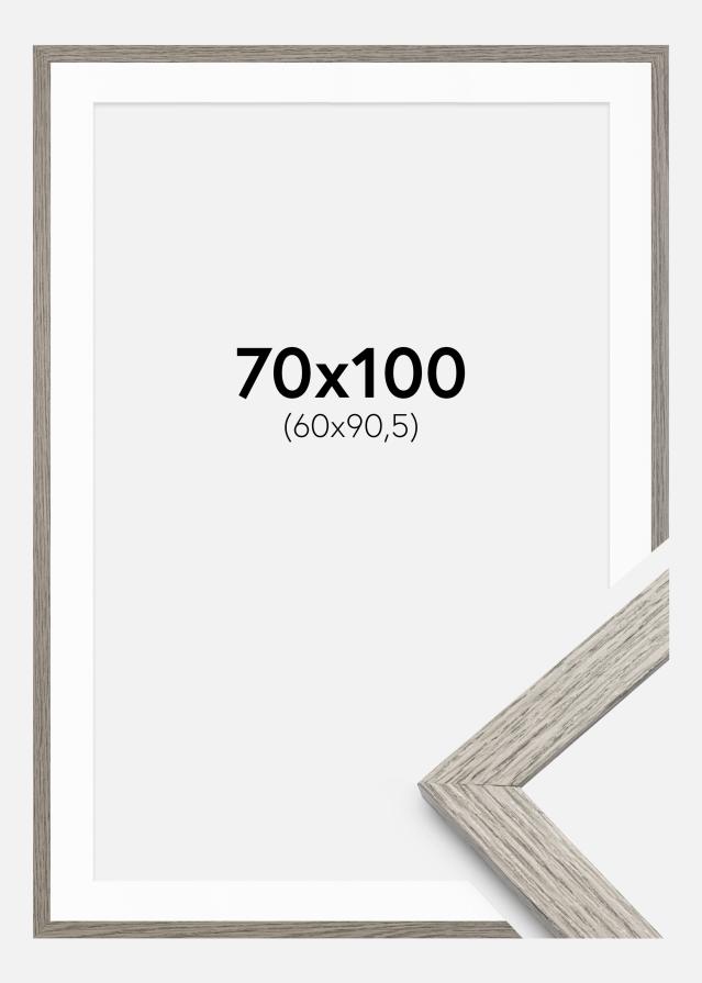 Cadre Stilren Chêne Gris 70x100 cm - Passe-partout Blanc 61x91,5 cm