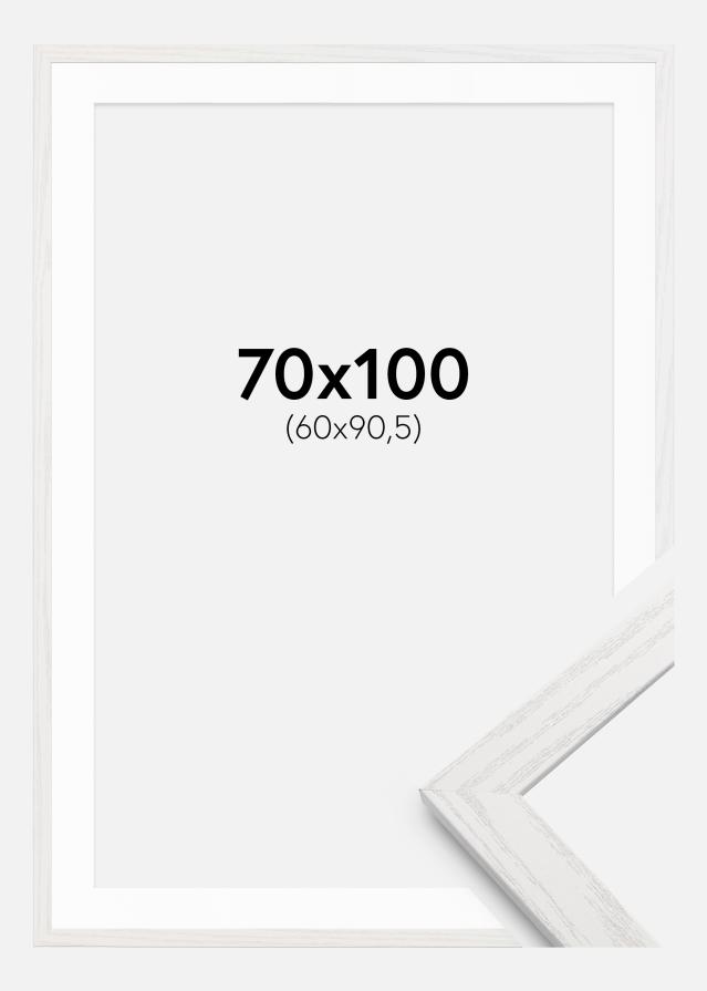 Cadre Stilren Chêne Blanc 70x100 cm - Passe-partout Blanc 61x91,5 cm