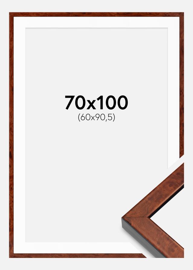 Cadre Hermes Noyer 70x100 cm - Passe-partout Blanc 61x91,5 cm