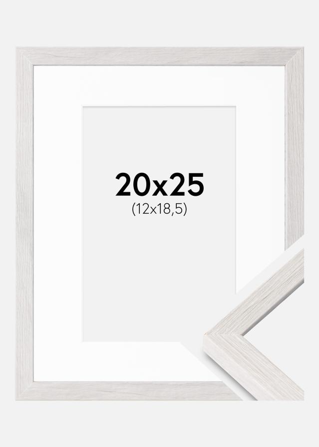 Cadre Ares Chêne Blanc 20x25 cm - Passe-partout Blanc 13x19,5 cm