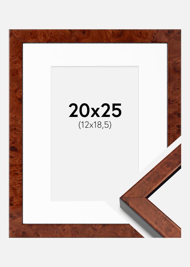 Cadre Hermes Noyer 20x25 cm - Passe-partout Blanc 13x19,5 cm