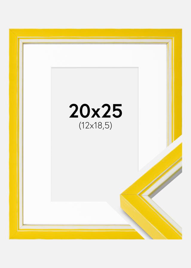 Cadre Diana Jaune 20x25 cm - Passe-partout Blanc 13x19,5 cm