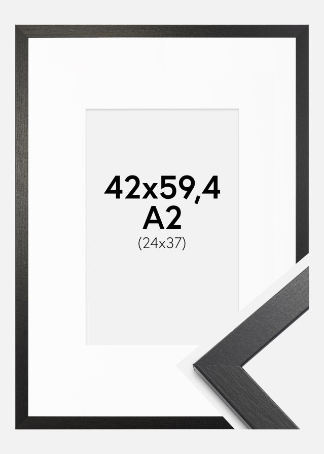 Cadre Stilren Chêne Noir 42x59,4 cm - Passe-partout Blanc 25x38 cm
