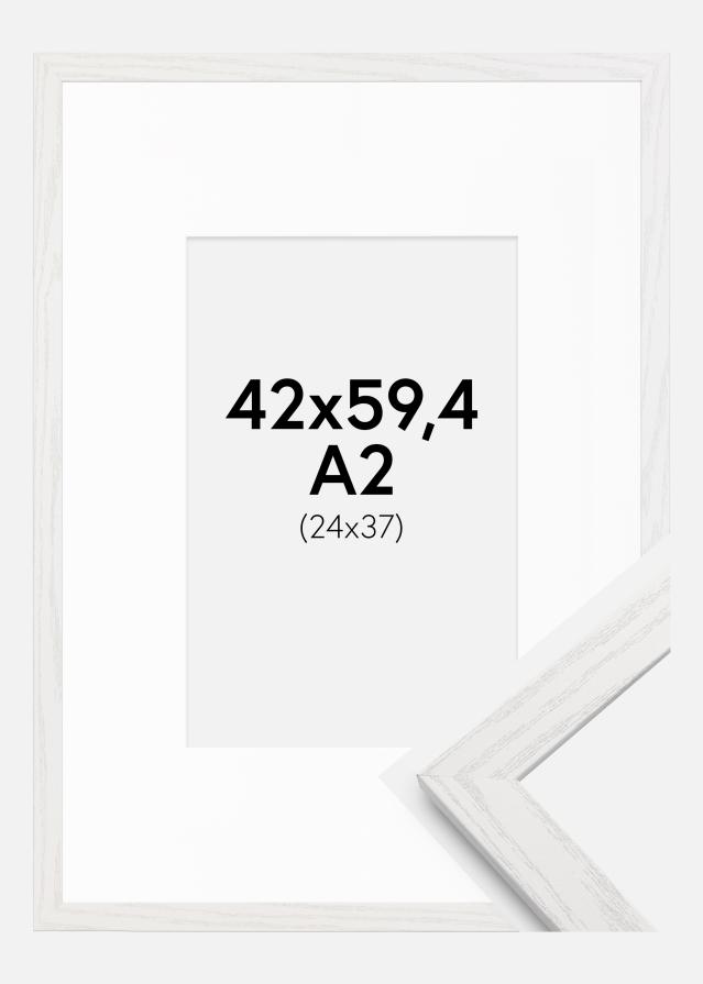 Cadre Stilren Chêne Blanc 42x59,4 cm - Passe-partout Blanc 25x38 cm