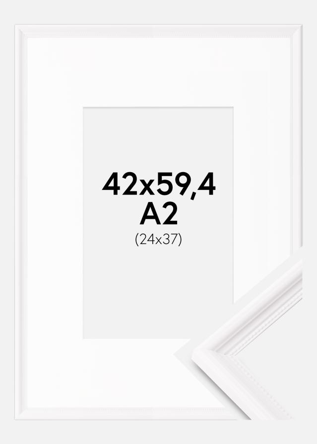 Cadre Gala Blanc 42x59,4 cm (A2) - Passe-partout Blanc 25x38 cm