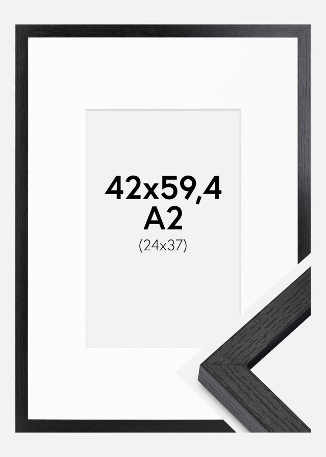 BGA Cadre Boîte Noir 42x59,4 cm - Passe-partout Blanc 25x38 cm