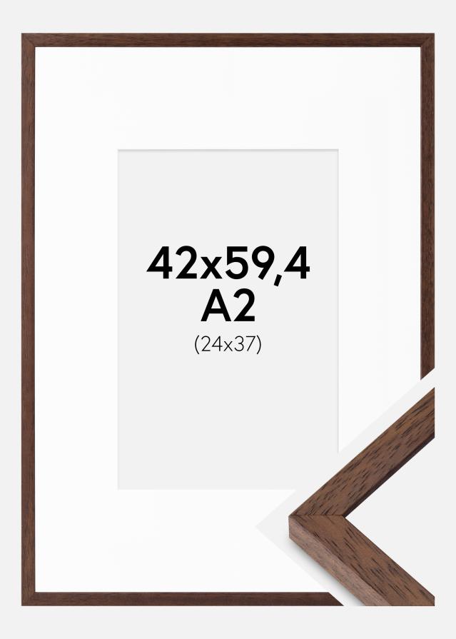 Cadre Ares Teak 42x59,4 cm - Passe-partout Blanc 25x38 cm