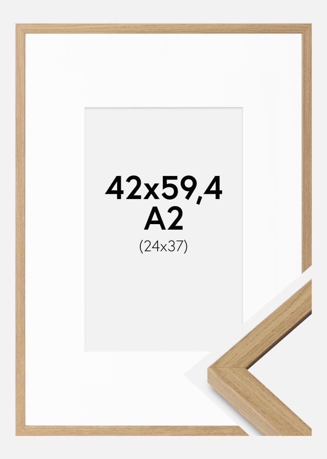 Cadre Ares Chêne Naturel 42x59,4 cm - Passe-partout Blanc 25x38 cm