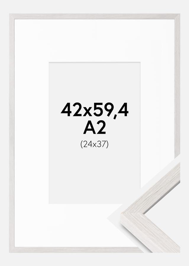 Cadre Ares Chêne Blanc 42x59,4 cm - Passe-partout Blanc 25x38 cm
