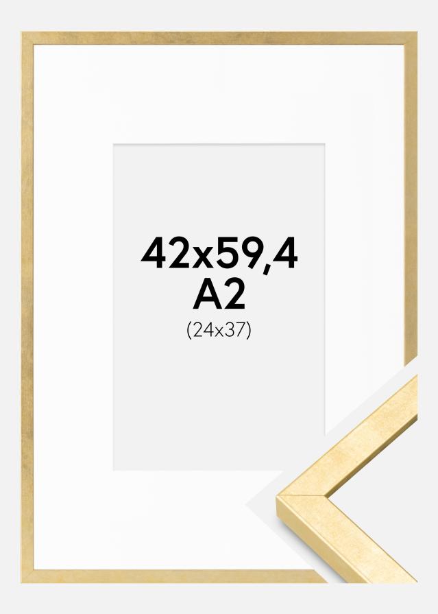 Cadre Ares Or 42x59,4 cm - Passe-partout Blanc 25x38 cm