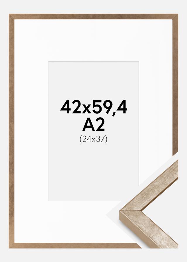 Cadre Ares Laiton 42x59,4 cm - Passe-partout Blanc 25x38 cm