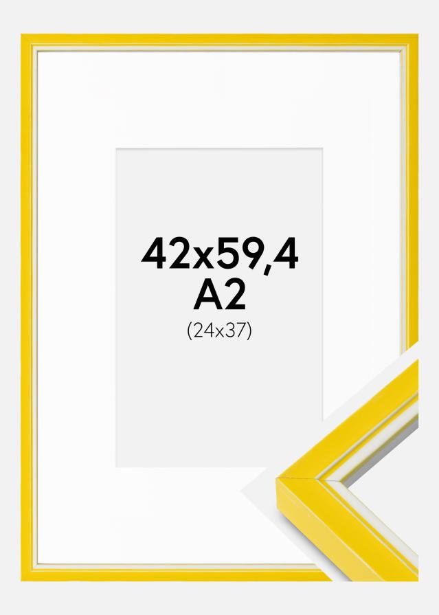 Cadre Diana Jaune 42x59,4 cm - Passe-partout Blanc 25x38 cm