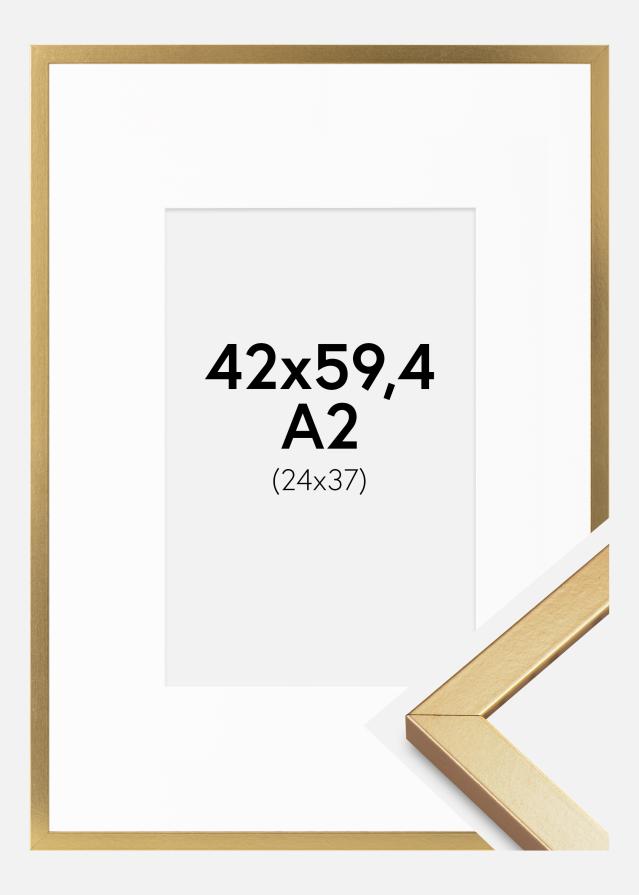 Cadre Minerva Or 42x59,4 cm - Passe-partout Blanc 25x38 cm