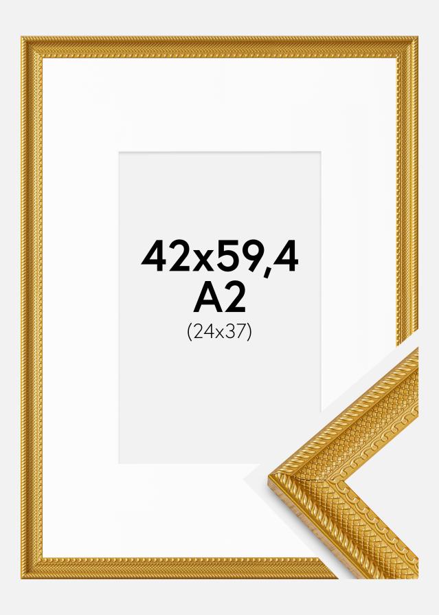 Cadre Lattice Or 42x59,4 cm - Passe-partout Blanc 25x38 cm