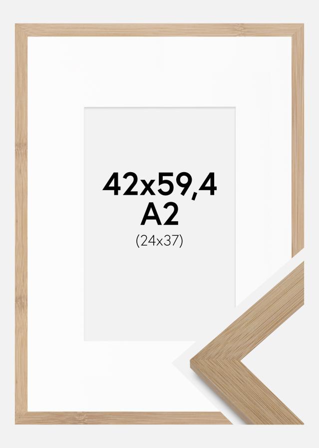Cadre Hoei Bambou 42x59,4 cm - Passe-partout Blanc 25x38 cm