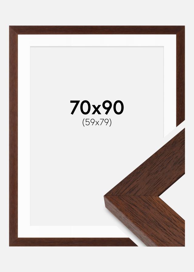 Cadre Juno Teak 70x90 cm - Passe-partout Blanc 60x80 cm