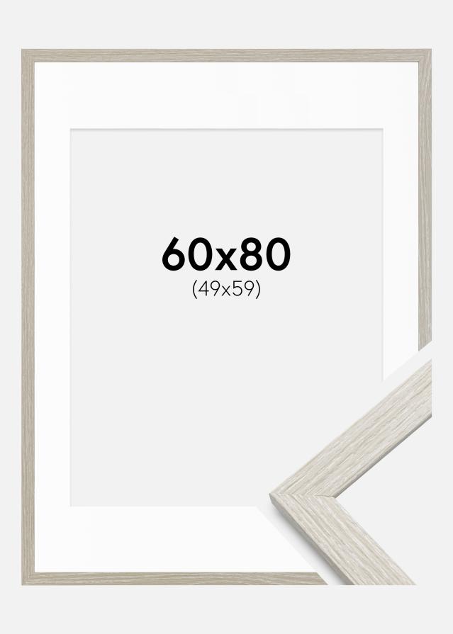 Cadre Stilren Chêne Gris Clair 60x80 cm - Passe-partout Blanc 50x60 cm