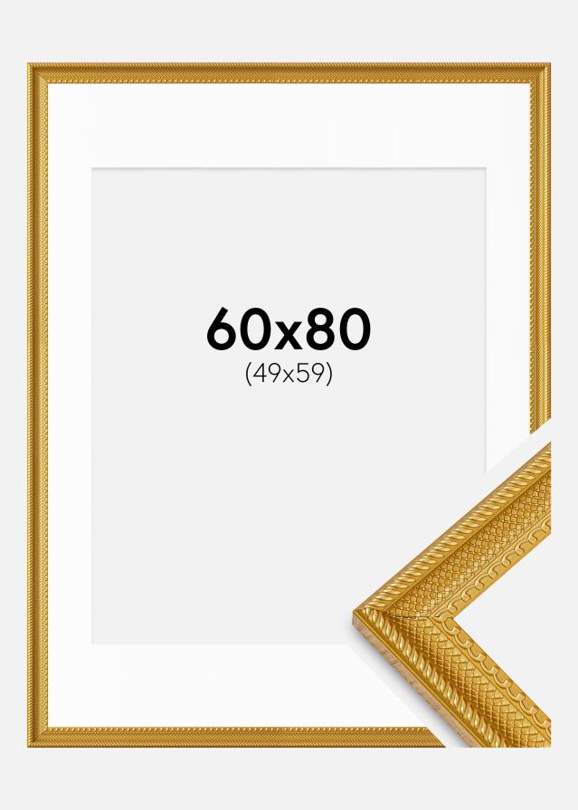 Cadre Lattice Or 60x80 cm - Passe-partout Blanc 50x60 cm