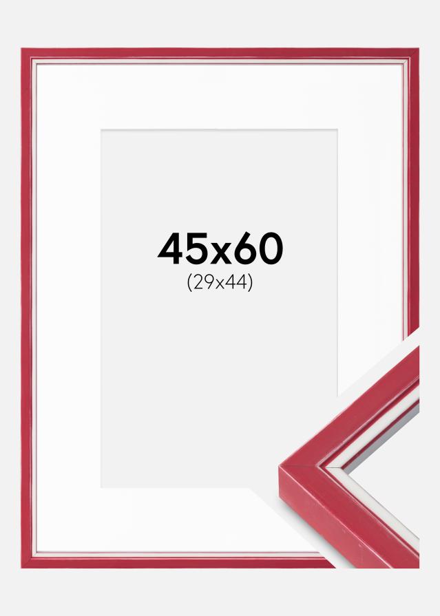 Cadre Diana Rouge 45x60 cm - Passe-partout Blanc 30x45 cm