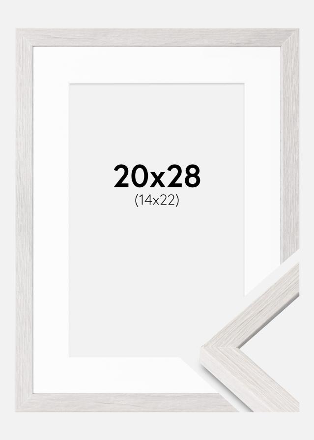 Cadre Ares Chêne Blanc 20x28 cm - Passe-partout Blanc 15x23 cm