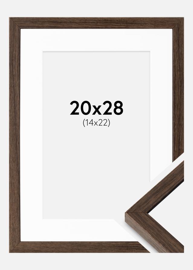 Cadre Ares Noyer 20x28 cm - Passe-partout Blanc 15x23 cm
