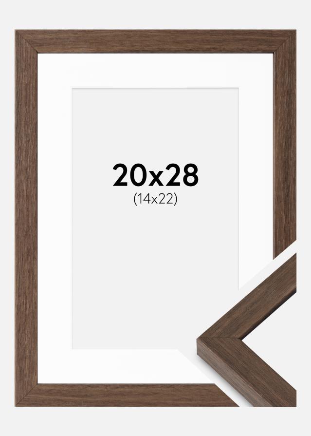 Cadre Hermes Noyer 20x28 cm - Passe-partout Blanc 15x23 cm