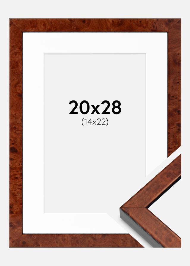 Cadre Hermes Noyer 20x28 cm - Passe-partout Blanc 15x23 cm