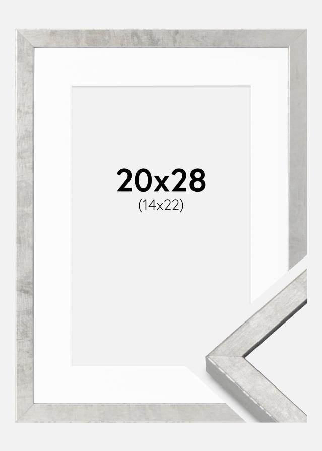 Cadre Ares Argent 20x28 cm - Passe-partout Blanc 15x23 cm