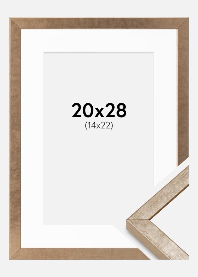 Cadre Ares Laiton 20x28 cm - Passe-partout Blanc 15x23 cm
